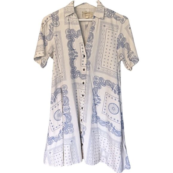 Current/Elliott ASOS Badass Bandana Rolled Sleeve Shirt Dress Button Down Small - Picture 4 of 7
